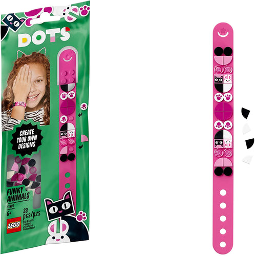 LEGO DOTS Funky Animals Bracelet 41901 DIY Craft Bracelet Making Kit, A Fun Craft kit for Kids who Like Making Creative Jewelry, That Also Makes a Great Holiday or Birthday Gift, New 2020 (33 Pieces)