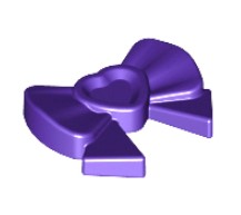 LEGO Friends Accessories Hair Decoration, Bow with Heart, Long Ribbon and Pin (Dark Purple) 10 pk