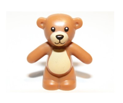 LEGO Minifigure Teddy Bear with Black Eyes, Nose and Mouth and Tan Stomach and Muzzle Pattern (Medium Nougat)