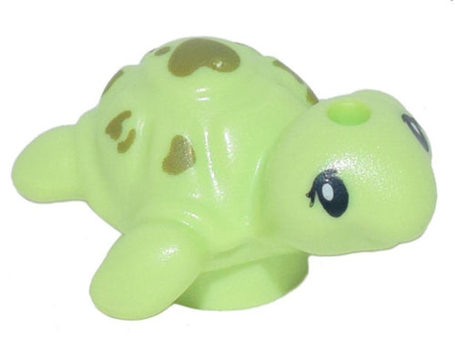 LEGO Minifigure Turtle Baby, Friends with Black Eyes and Olive Green Spots Pattern (Yellowish Green)