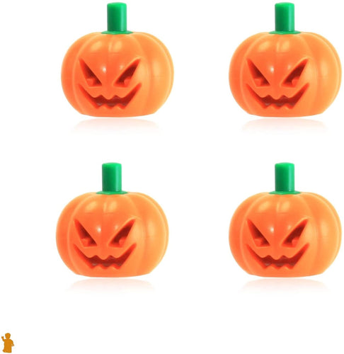 LEGO Halloween Pumpkin with Green Stem Jack O' Lantern Headgear Minifigure Accessory Pack of 4